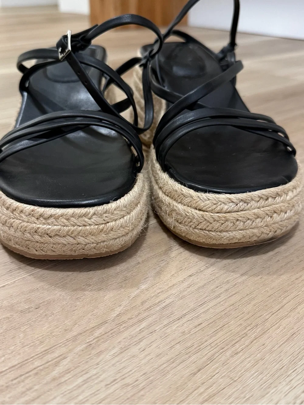 Topshop Black Strappy Espadrille Platform Wedges